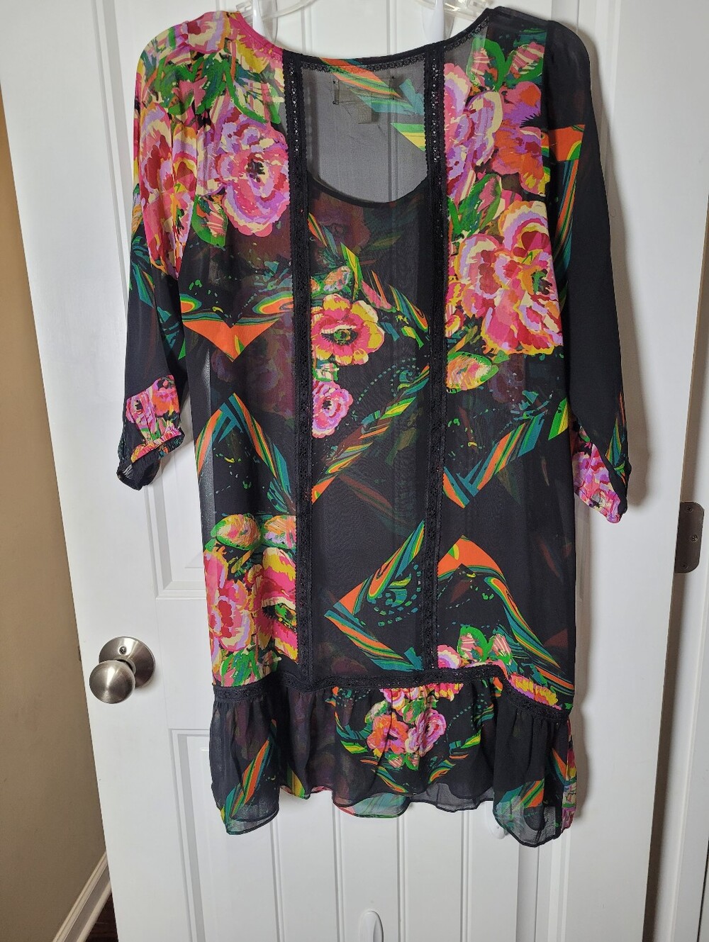 Anthropologie Moulinette Soeurs Floral Silk sheer Tunic blouse.  Size M